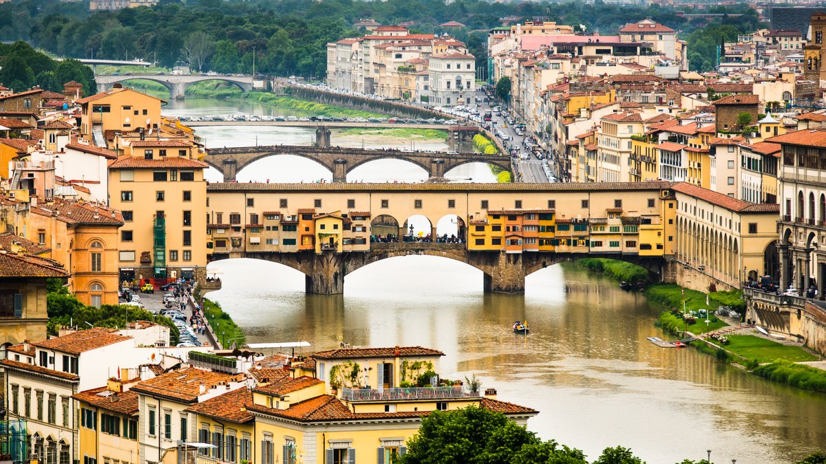 Florence bridges panorama from above